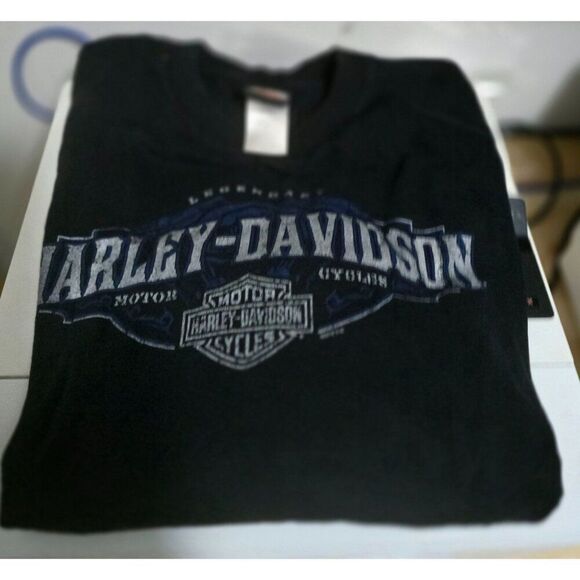 Harley-Davidson Legendary Black Graphic Tee W Zips 45th Parallel Gaylord MI - Picture 3 of 7